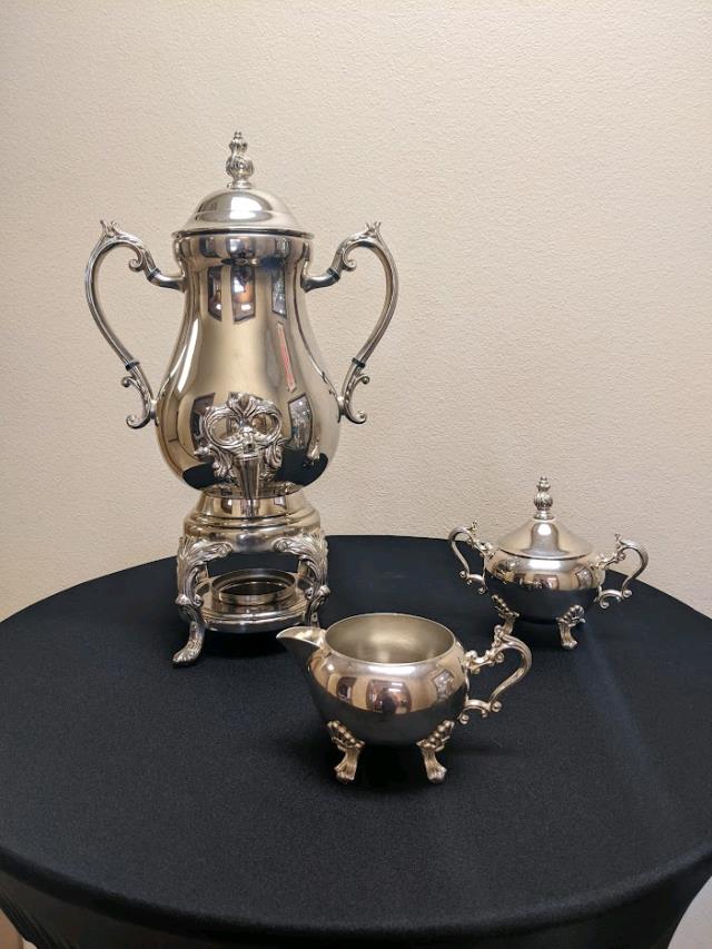 Where to find 50 CUP SILVER SAMOVAR TRAY SET in Longview