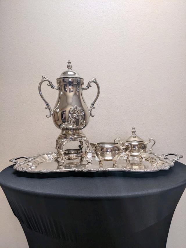 Rental store for 50 CUP SILVER SAMOVAR TRAY SET in Longview TX
