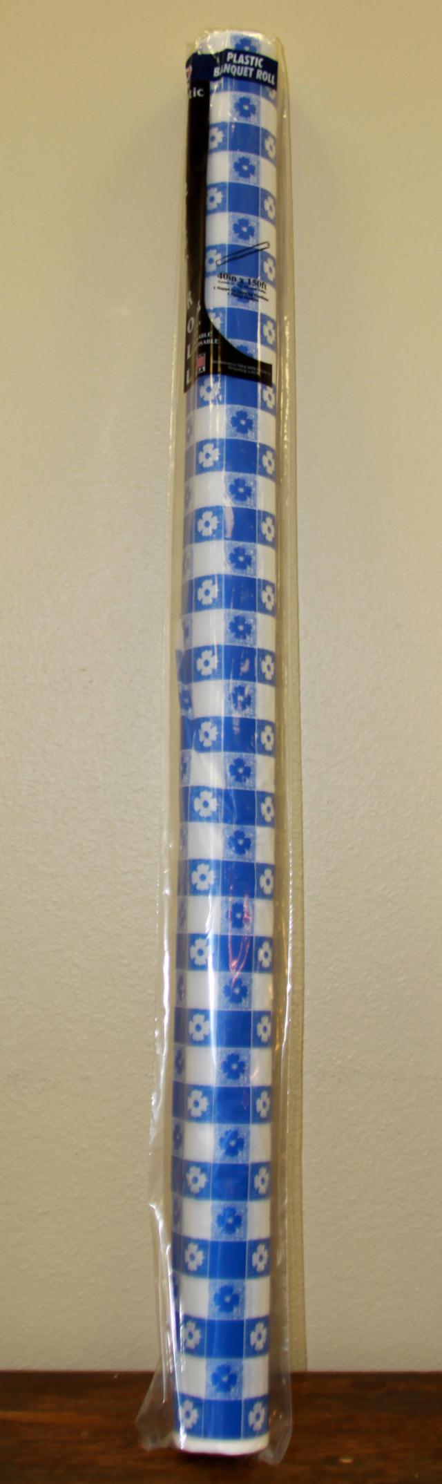 Rental store for 40 X150  BLUE GINGHAM PLASTIC ROLL in Longview TX