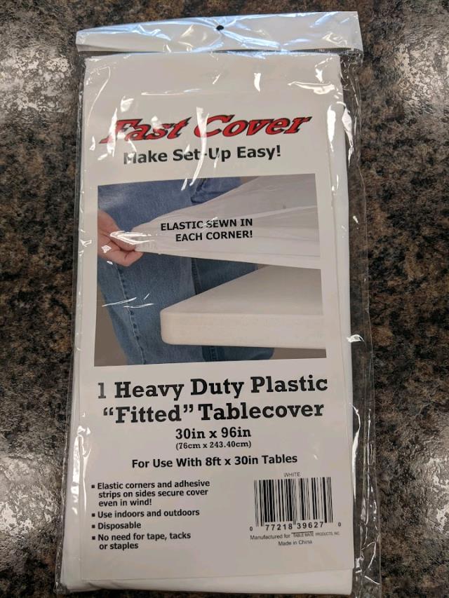 Rental store for RECT WHITE PLASTIC FITTED TABLECLOTH in Longview TX