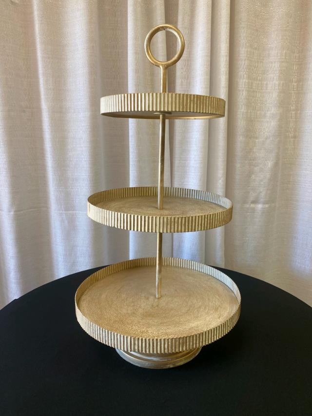 Rental store for 3 TIER GOLD WHITE WASHED TRAY in Longview TX