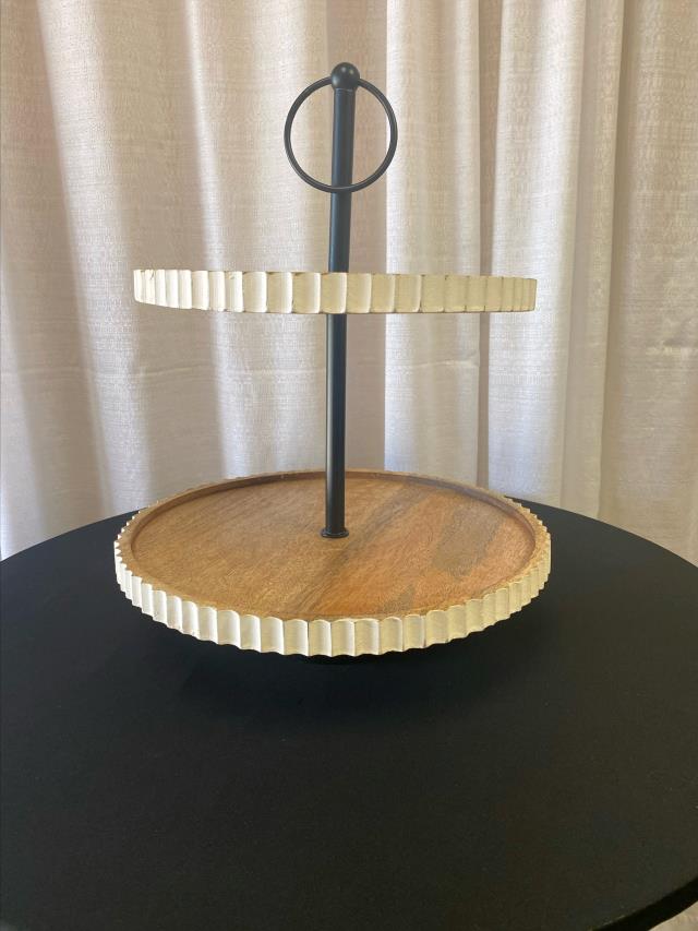 Rental store for 2 TIER WHITE WASHED WOOD TRAY in Longview TX